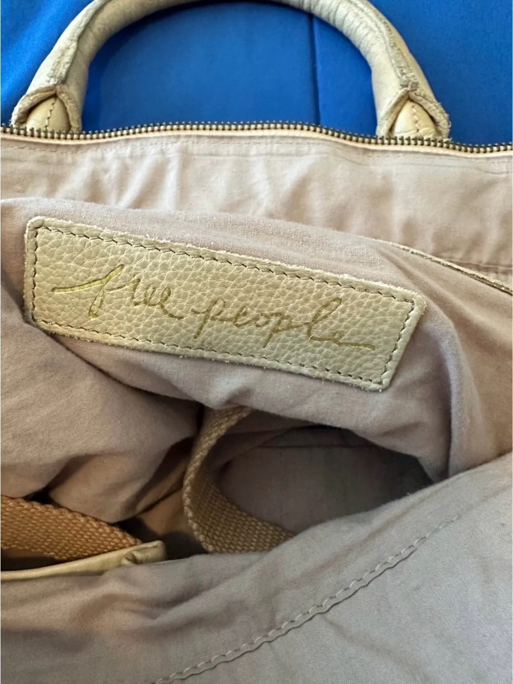 Free People Soft Leather Tote in Light Beige